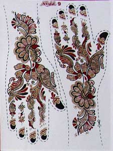 Indische Mehndi Glitter-Tattoos Nr.9 für zwei Hände