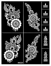 Bogen mit 10 Henna-Schablonen  für Henna-Tattoos zum selber machen, Blatt Nr.11