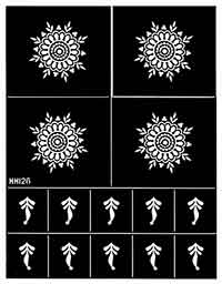 Bogen mit 14 Henna-Schablonen  für Henna-Tattoos zum selber machen, Blatt Nr.14