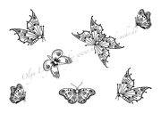 Modèle de dessin au Henné ou Mehndi 26, papillons