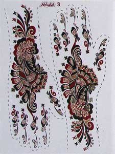 Indische Mehndi Glitter-Tattoos Nr.3a für zwei Hände