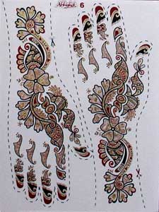 Indische Mehndi Glitter-Tattoos Nr.6 für zwei Hände