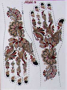 Mehndi pailletées de l'inde no9 pour deux mains