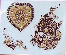 Indisches Mehndi Glitter-Tattoo Nr.10a (3 Motive mit Gold)