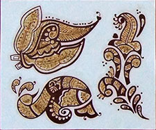 Mehndi pailletée de l'Inde no 13a (3 motifs en or)