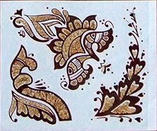 Indisches Mehndi Glitter-Tattoo Nr.17a (3 Motive mit Gold)