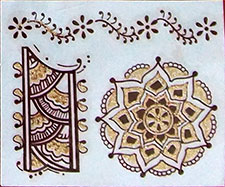 Mehndi pailletée de l'Inde no 18a (3 motifs en or)