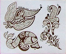 Mehndi pailletée de l'Inde no 13b (3 motifs en argent)