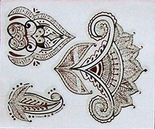 Mehndi pailletée de l'Inde no 16b (3 motifs en argent)