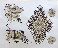 Mehndi pailletée de l'Inde no 7b (3 motifs en argent)