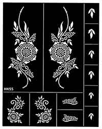 Bogen mit 12 Henna-Schablonen für Henna-Tattoos zum selber machen, Blatt Nr.10 Bogen mit 12 Henna-Schablonen für Henna-Tattoos zum selber machen, Blatt Nr.10