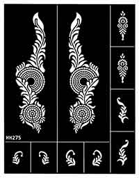 Bogen mit 10 Henna-Schablonen  für Henna-Tattoos zum selber machen, Blatt Nr.12