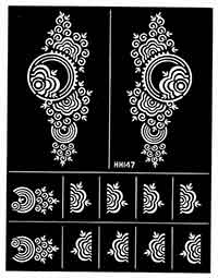 Bogen mit 12 Henna-Schablonen  für Henna-Tattoos zum selber machen, Blatt Nr.13