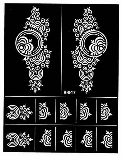 Feuille avec 12 pochoirs pour tatouages au henné DIY, feuille n°13