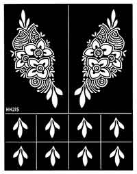 Feuille avec 10 pochoirs pour tatouages au henné à faire soi-même, feuille n°15 Feuille avec 10 pochoirs pour tatouages au henné DIY, feuille n°15