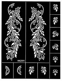 Feuille avec 12 pochoirs pour tatouages au henné à faire soi-même, feuille n°2 Feuille avec 12 pochoirs pour tatouages au henné DIY, feuille n°2