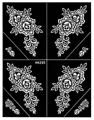 Feuille avec 8 pochoirs pour tatouages au henné DIY, feuille n°3
