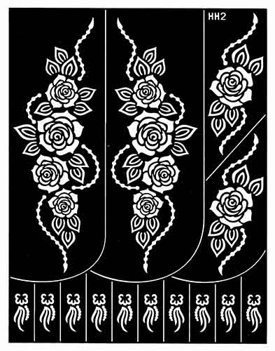 Feuille avec 14 pochoirs pour tatouages au henné DIY, feuille n°5