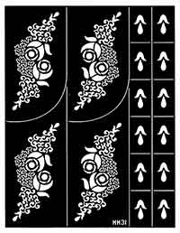 Bogen mit 16 Henna-Schablonen  für Henna-Tattoos zum selber machen, Blatt Nr.7