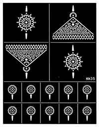 Bogen mit 14 Henna-Schablonen  für Henna-Tattoos zum selber machen, Blatt Nr.8