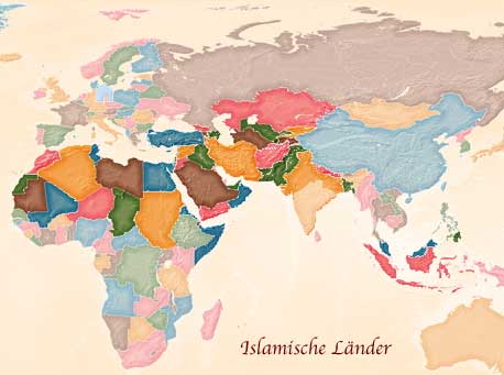  Politische Weltkarte mit islamischen Ländern