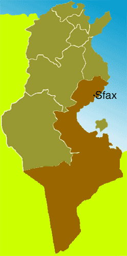 Landkarte Tunesiens mit Sfax