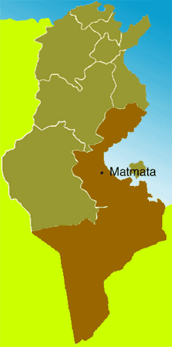 Landkarte Tunesiens mit Matmata Landkarte Tunesiens mit Matmata