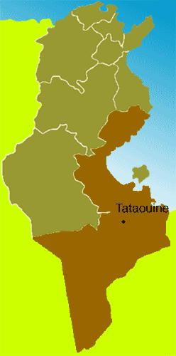 Landkarte Tunesiens mit Tataouine Landkarte Tunesiens mit Tataouine