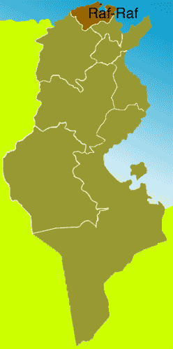 Landkarte Tunesiens mit Raf-Raf