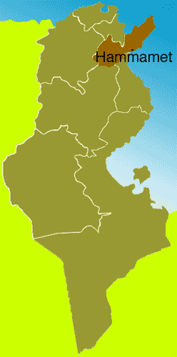 Landkarte Tunesiens mit Hammamet