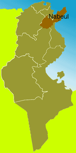 Landkarte Tunesiens mit Nabeul
