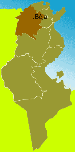 Landkarte Tunesiens mit Béja Landkarte Tunesiens mit Béja