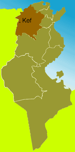 Landkarte Tunesiens mit Kef