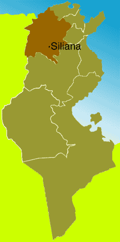 Landkarte Tunesiens mit Siliana Landkarte Tunesiens mit Siliana