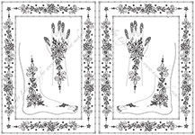 Modèle de dessin au Henné ou Mehndi no 27, Version 1 du modèle utilisant des motifs de la broderie hongroise