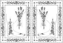 Modèle de dessin au Henné ou Mehndi no 28, Version 2 du modèle utilisant des motifs de la broderie hongroise